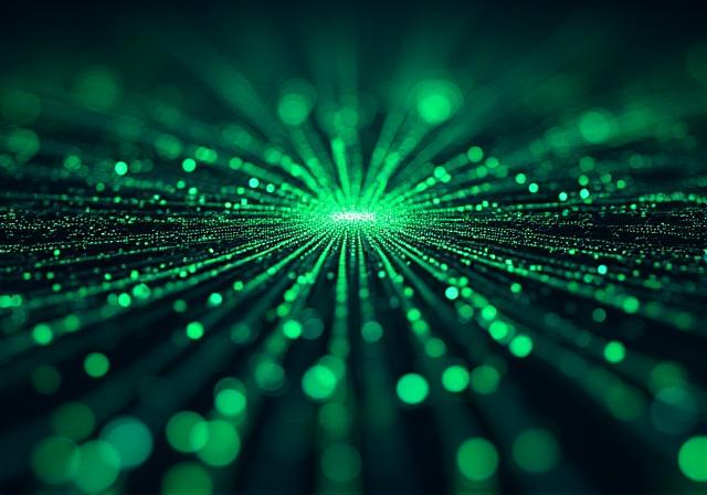 Abstract visualization of interconnected neural networks scanning lines of source code in a deep navy environment