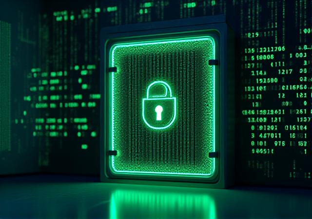 Abstract digital vault representing secure source code analysis