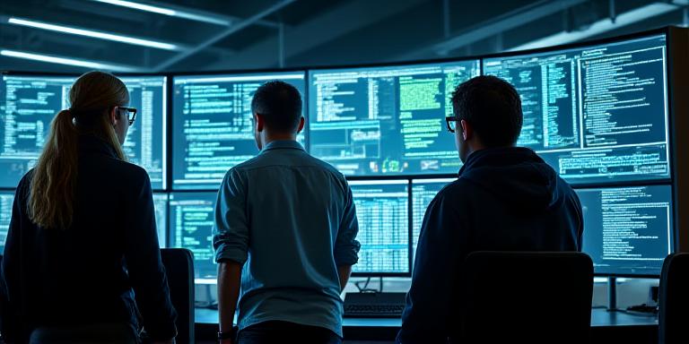 Cybersecurity team discussing source code vulnerabilities
